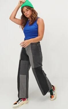 Ghanda Cameron Patchwork Block Wide Leg Pants Size AU 8 / US 4